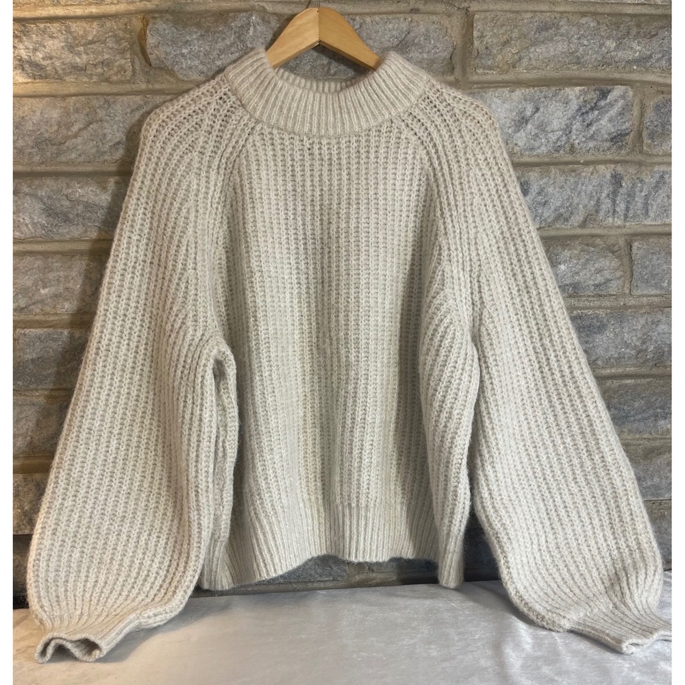 Universal Thread Womens XXL Mock Neck Ribbed Knit Sweater Cream Oatmeal NWT